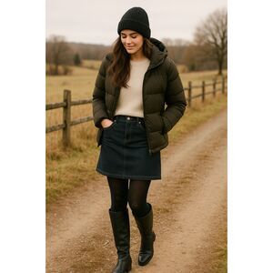 Lee Y2K Womens Straight A Line Denim Jean Skirt Sz 10 Dark Wash Mid Rise Classic